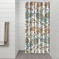 thumbnail image 3 of Small Stall Narrow Shower Curtain 36"W x 72"L – Tropical Bohemian Leaves, Mid-Century Abstract Boho Botanical Bathroom Decor, Vintage Floral Palm Leaf Pattern, Rustic Tribal Folk Style, 3 of 5
