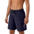thumbnail image 2 of BVOFAR Big and Tall Shorts for Men Elastic Waist Drawstring Gym Shorts Lightweight Quick Dry Athletic Workout Shorts with Zipper Pockets Dark Blue XXXL, 2 of 9