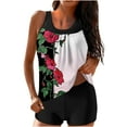 thumbnail image 1 of Trajes de Baño Modestos para las Mujeres Traje de Baño de Eslinga de Impresión de Hojas de Flores Multicolores, Cintura Alta Y Tops de Traje de Baño de Apoyo para las Mujeres, 1 of 6
