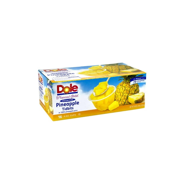 Dole Pineapple Tidbit Bowls 16 Ct Cups