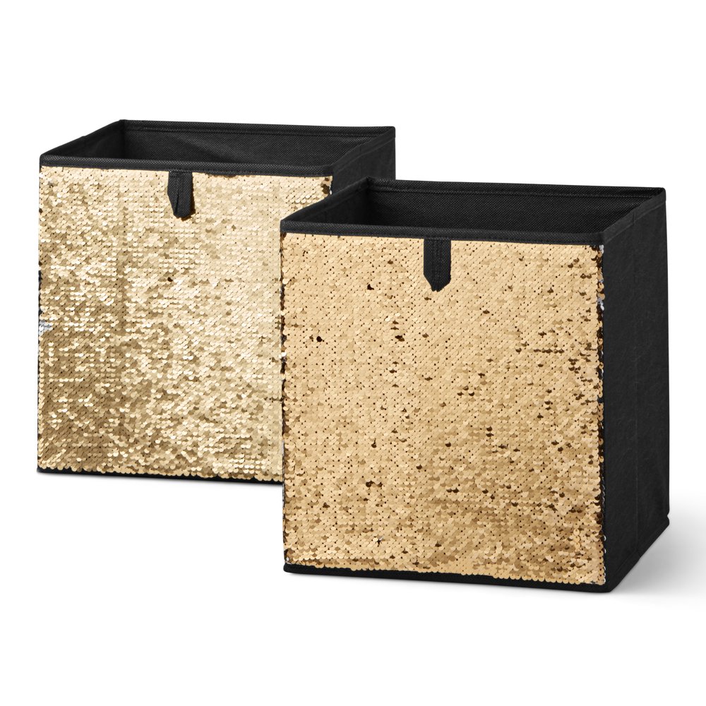 Mainstays 2.36 Gallon Reversible Sequin Collapsible Fabric Storage Bin