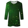 thumbnail image 5 of Diufon T-Shirts de la Saint-Patrick pour Femmes, Grande Taille, Imprimé Trèfle, Manches 3/4, Col Rond, 5 of 5