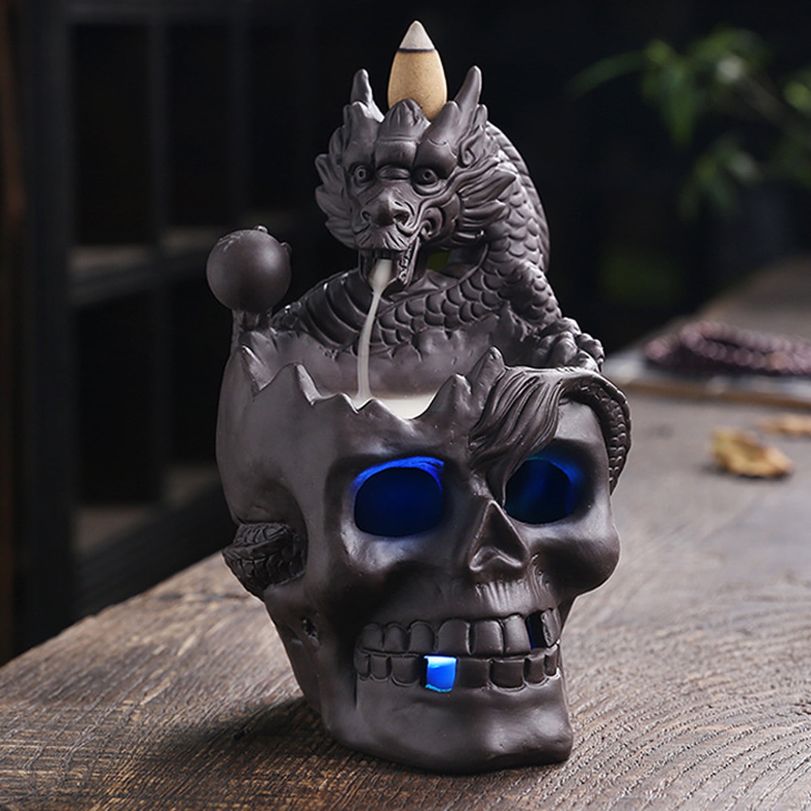 Yirtree Skull Backflow Incense Burner, Ceramic Waterfall Incense