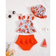 thumbnail image 3 of Traje de baño Mioglrie Toddler 3T-4T Orange Daisy de 2 piezas, 3 of 5