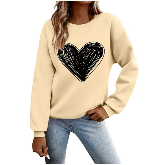 Sweatshirts for Women Crewneck Long Sleeve Loose Fit Tops Printed Fashion Tops