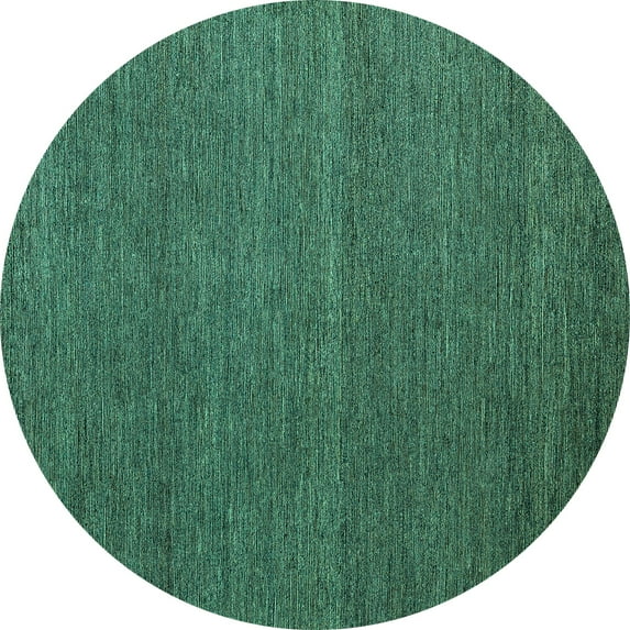 Ahgly Company Indoor Round Abstract Turquoise Blue Modern Area Rugs, 4' Round