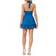 thumbnail image 3 of Vestido Halter para Mujer Inspire Chic con Escote en V Profundo y Espalda Descubierta, Vestido Mini de Fiesta, Color Azul Oscuro, Talla XL, 3 of 6
