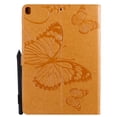 thumbnail image 2 of Étui pour iPad 10.2 Pouces 9e 8e 7e Génération, Folio Ajusté en Cuir PU Papillon en Relief Support Intelligent Réveil/sommeil Automatique Protection Antichoc Dos TPU, Jaune, 2 of 6
