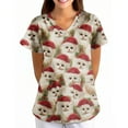 thumbnail image 4 of Garbnen Christmas Scrubs for Women V Neck Short Sleeve Tops for Women Trendy Xmas Printed Nurse Working Uniforms with Pockets S-5XL, 4 of 6