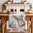 thumbnail image 2 of Table Runner 48 Inches Long for Kitchen Dining, Easter Bunny Dresser Scarf Farmhouse, Dining Table Decorations for Wedding/Parties, Spring Watercolor Flower Blue Plaid 13 x 48 In, 2 of 8
