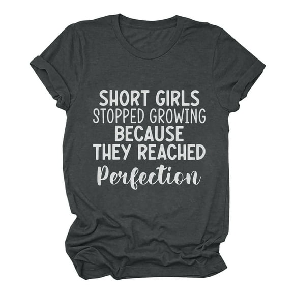 tklpehg Tshirts Shirts for Women Short Sleeve Loose Summer Comfy Tunic Lightweight Crewneck Tops Trendy Funny Letter Print Graphic Tee Shirt Leisure Dark Gray L