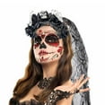 thumbnail image 2 of Halloween Skull Rose Headband - Gothic Festival Hair Accessories with Lace Veil Costume Floral Decor Black White Party Headpiece for Women, 2 of 6