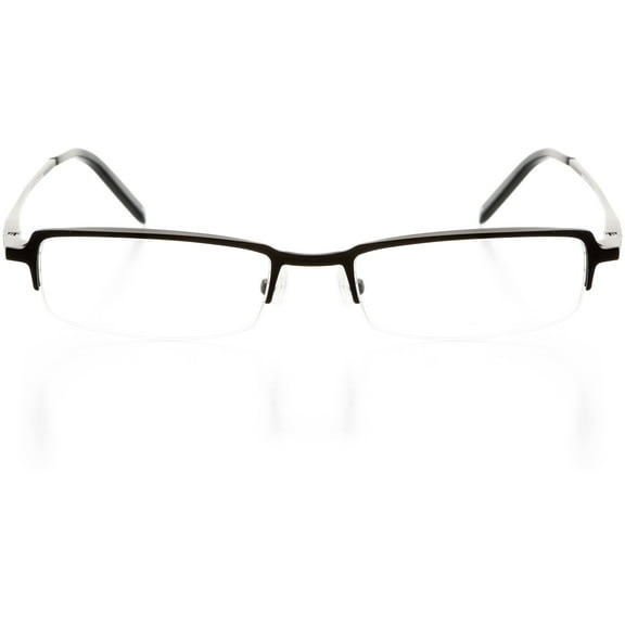 Unisex Optical Eyewear - Rectangle Shape, Metal Half Rim, Matte Black