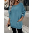 thumbnail image 5 of Botton Side Surplice Neck Sweater, Elegant Long Sleeve Sweater For Fall & Winter, Women's Clothing, 5 of 5