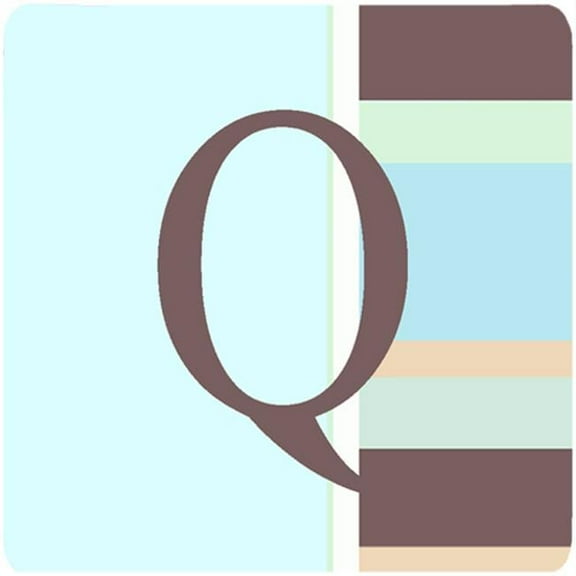 Monogram - Blue Stripes Foam Coasters Initial Letter Q, Set Of 4