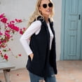 thumbnail image 3 of Defitshape Women's Fuzzy Vest Tank Top Hooded Vest Jacket Sleeveless Slimming Fashion Thermal Soft Loose Fall Vest Outfit Navy Large, 3 of 4