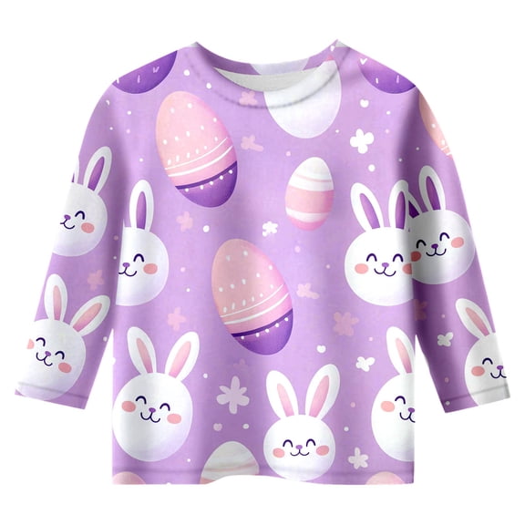 JHLZHS Easter Toddler Girl Outfit 5T Easter Children's Seve Quarter Sleeve Printed T Shirt Top Comfortable Casual Shirt Easter Toddler Girl Outfit 5T Girls Easter Outfits Size 10 Yellow