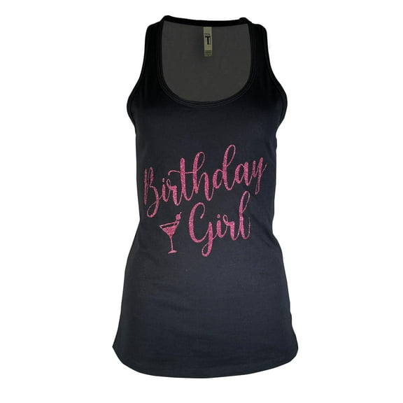MISS POPULAR Birthday Tank Top for Women with Chest Print| Glitter Birthday Girl, Queen, Squad, Its My Birthday | Sizes S-3XL (US, Alpha, X-Large, Regular, Regular, Birthday Girl - Rose Gold)