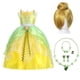 thumbnail image 1 of Disfraz de princesa Tiana de Disney para niñas, vestido de fiesta elegante, flor verde, campana, varita, vestidos de cumpleaños para niños pequeños zhangyuxiang unisex, 1 of 2