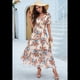thumbnail image 4 of Vestido Cruzado de Verano para Mujer, con Cuello en V, Floral, Corta, para Invitadas de Boda, Informal, para Fiesta Albaricoque S, 4 of 10