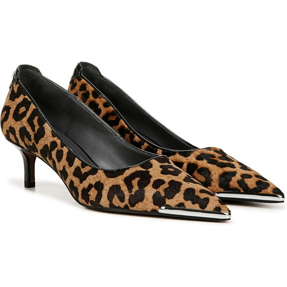 Franco Sarto Womens Kalsa Kitten Heel Pump Camel Brown Animal Print 7M