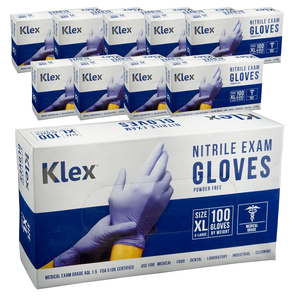 XL Nitrile Gloves 100pc Box Powder Free Non Latex Adults Gloves XL 5'10 to 6'5 