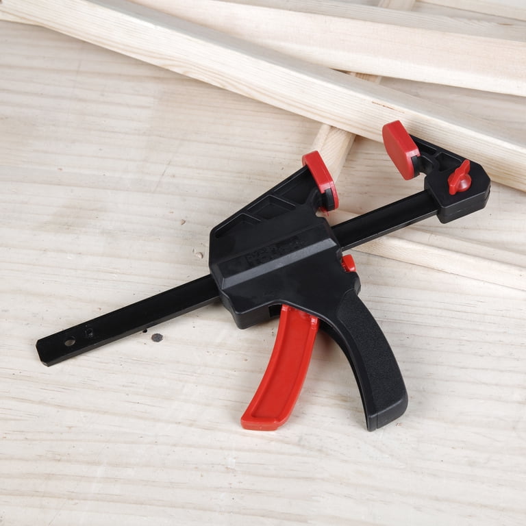Ratcheting Hand Clamps 6" & 8" Set – Quick Release Bar Clamps With Dual Swivel Pads For Woodworking, Gluing, Securing (Black & Orange)