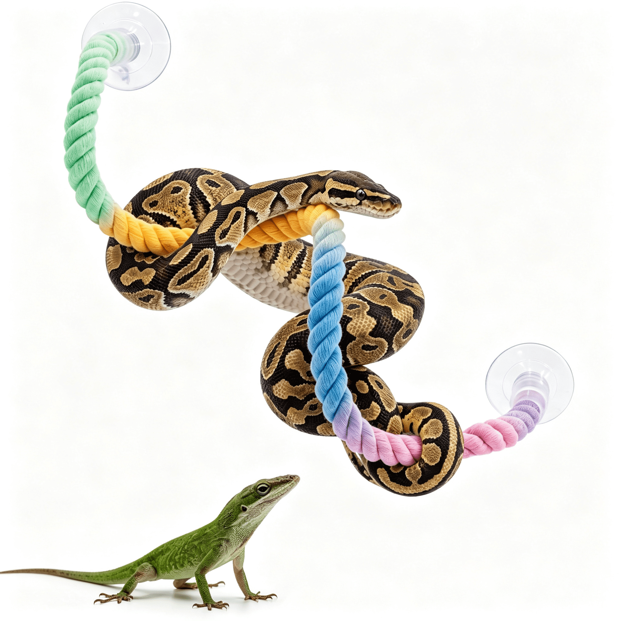 CYFW Bendable Snake Climbing Rope with Suction Cup,Ball Python Enrichment Toy,Reptile Enclosure Accessories,Climbing Branches for Snake Tank,Lizard