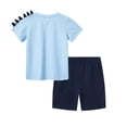 thumbnail image 3 of HILEELANG Toddler Dino Themed Cotton Short Sets - Blue Dinosaur Tee with Plaid Shorts for 18M-8Years, 3 of 5