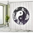 thumbnail image 5 of Ambesonne Peace Shower Curtain, Ying Yang Boho Art, 69"Wx84"L, Black White Beige, 5 of 5