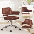 thumbnail image 6 of COOLHUT Modern Swivel Office Desk Chair Set Of 2, Velvet Leather Chair with Back and Wheels, Height Adjustable Comfy Home Office Chair, Simple Assembly For Living Room, Bed Room, Rust Red, 6 of 8