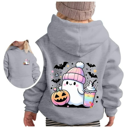 

Bjutir Toddler Girls Sweatshirts Boys Casual Loose Cute Print Long Sleeve Hoodie Sport Gray 11-12 Years