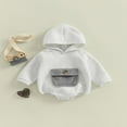 thumbnail image 2 of Baby Girls Boys Spring Autumn Hooded Romper Long Sleeve Contrast Color Romper with One Pocket, 2 of 9