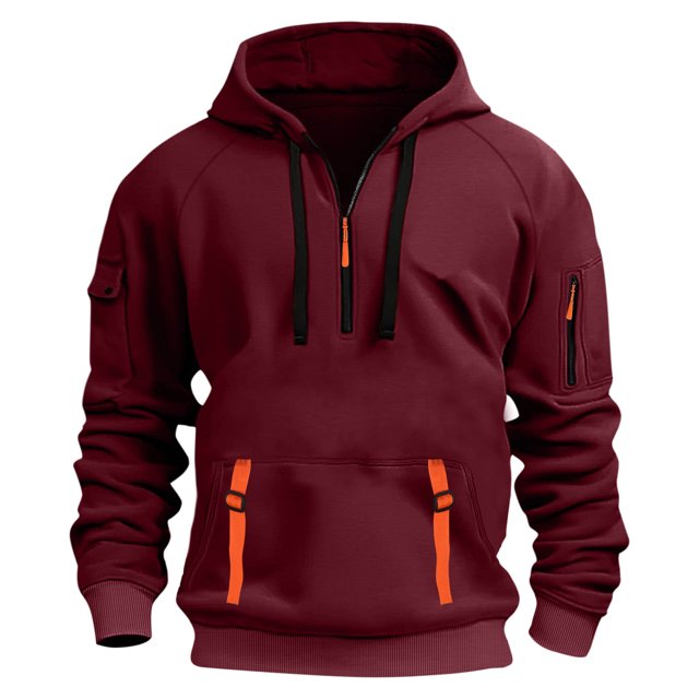 pstuiky camisetas de manga larga para hombre, Sudadera deportiva informal con capucha y mangas largas para hombre Tops de talla grande para hombre m