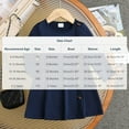 thumbnail image 3 of NAISIBABY Girls Long Sleeve Dress, Crew Neck Fashion Pleated Buttons Spring Fall Casual Midi Dress Dark Blue 2T, 3 of 7