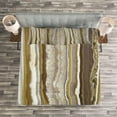 thumbnail image 3 of Ambesonne Marble Print Quilted Bedspread Set 3 Pcs, Marble Rock Patterns, Queen Size, Mustard Brown, 3 of 3