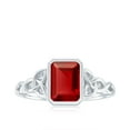 thumbnail image 4 of Rosec Jewels Solitaire Lab Created Ruby Celtic Ring with Diamond for Women - 6X8 mm, 14K White Gold, US 3.50, 4 of 8