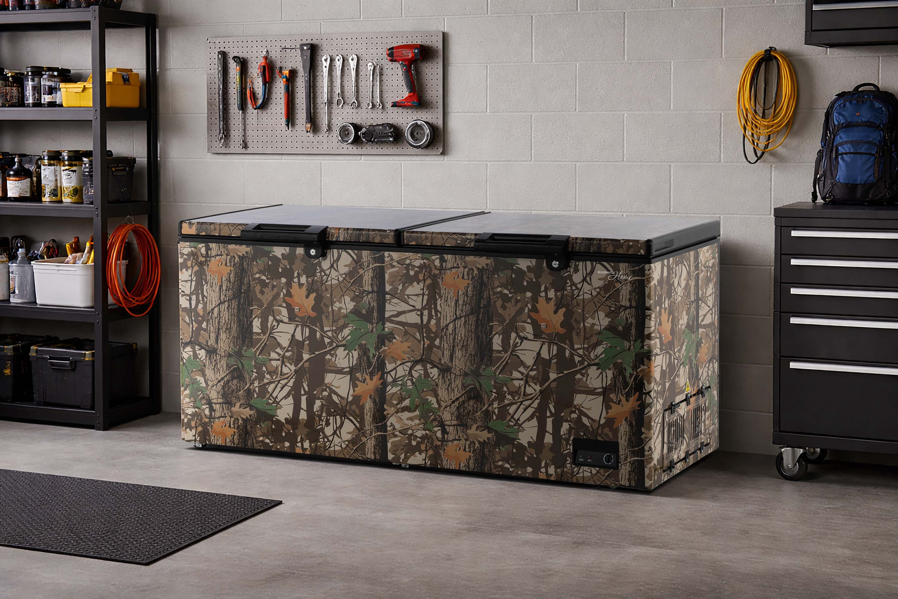 Magnavox Home 21 Cu. ft. 2-Door Chest Freezer, Garage Ready Hunting Camo Deep Freezer