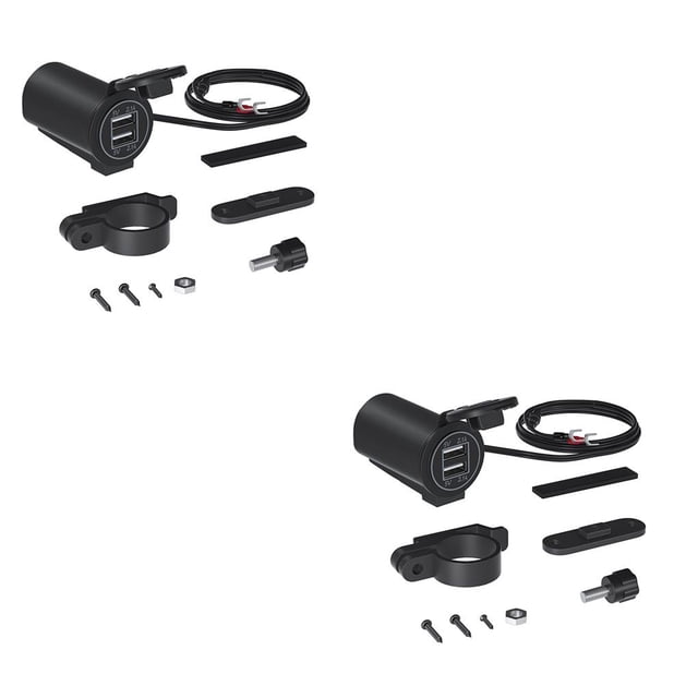 Riwesomey Doble USB Teléfono negro Cargadores de plástico Twin Iris Alta resistencia a baja temperatura Parte Motocicletas SUV Barcos 2piezas