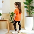 thumbnail image 5 of Spazoro Girls Outfit Sets, T-Shirts and Leggings Summer 100%Cotton Flower Print 2 PC Casual Wear Sets for Kids Orange Size 6 T, 5 of 8
