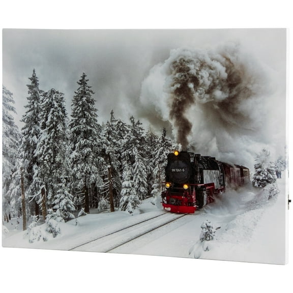 Northlight LED Lighted Winter Woods with Train Canvas Wall Art - 12" x 15.75"