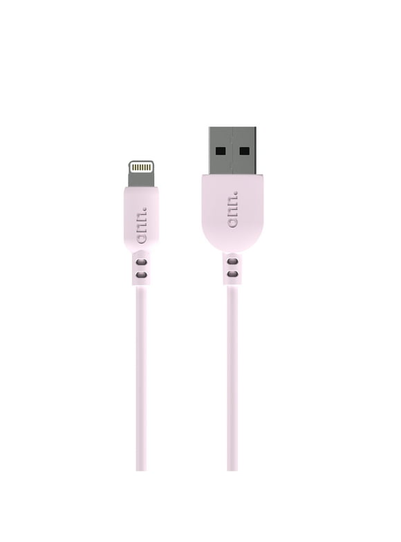 onn. Lightning to USB Cable, Pink, 3 ft