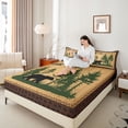 thumbnail image 3 of Castle Fairy Jungle Animal Bear Queen Sheets 4 Pieces,Rustic Vintage Cabin Queen Sheet Sets,Sage Beige,1 Fitted Sheet, 1 Flat Sheet and 2 Pillowcases, 3 of 6