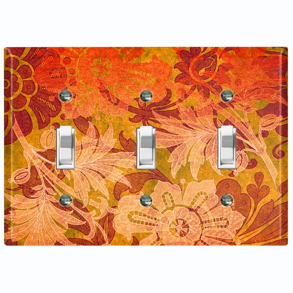Metal Light Switch Plate Cover Red Floral Damask Wallpaper WAL027