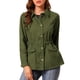 thumbnail image 1 of Chaquetas utilitarias para mujeres INSPIRE CHIC con cintura ajustable, bolsillos con solapa, chaquetas con cremallera y botón en verde oliva 2XL, 1 of 7