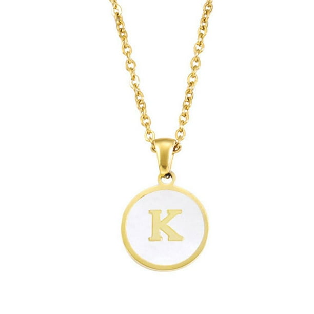 LUVCLS Collar de aleación Collar con letras inglesas Colgante circular 26 AZ Collar✨ F