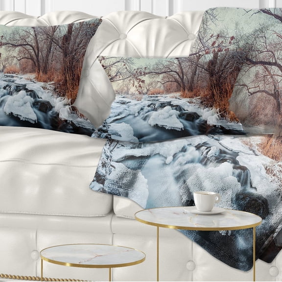 Designart Ukraine Winter Forest - Landscape Photography Throw Pillow - 12x20