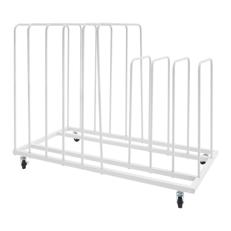 Art Drying Rack with Wheels, 33.46x17.32x27.17in White Iron, 9