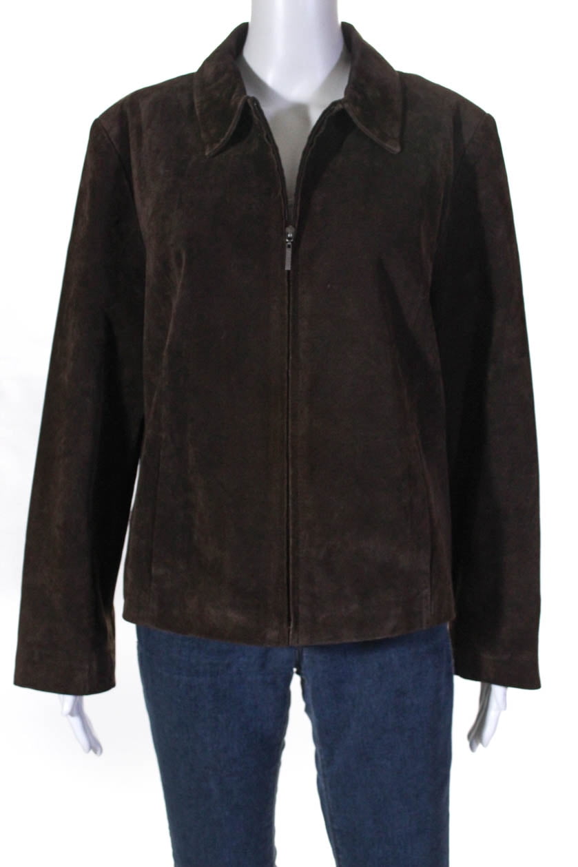 Zip Jacket Brown Suede Size 