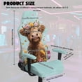 thumbnail image 5 of SCRAWLGOD Highland Cow Butterfly Floral Print Cyan Print Gaming Chair Cover with Armrest Cover, Universal Computer Rotating Chair Slipcover Thick Gaming Reclining Chair Protection with Elastic Band, 5 of 7